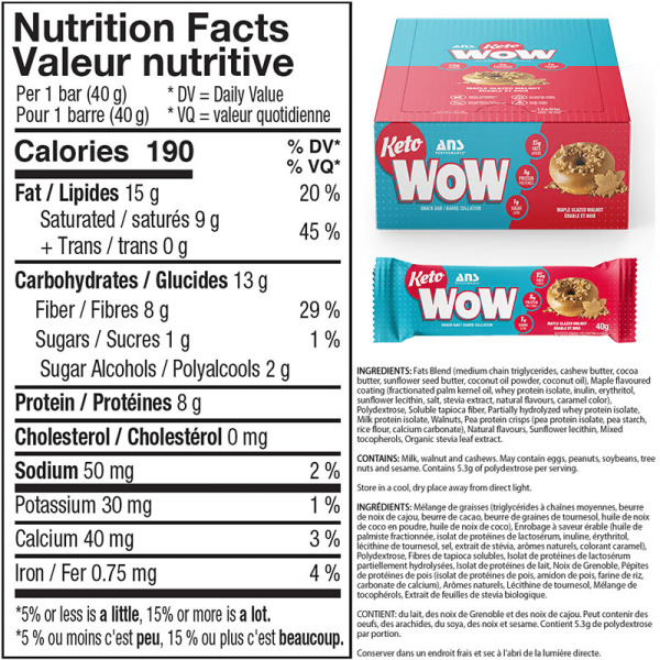 Ans performance - keto wow snack bar - maple glazed walnut 12 x 40 g Cheap